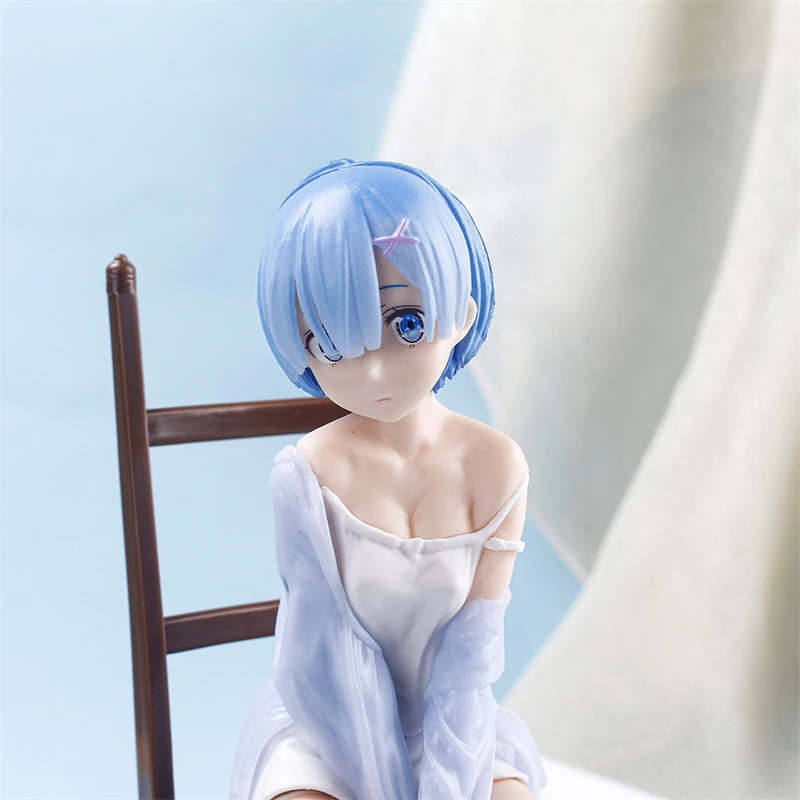 17cm Anime Re: Life In A Different World From Zero Rem Sit On Chairs Kolekcja figurek akcji PVC Model Zabawka dla dzieci Prezent świąteczny