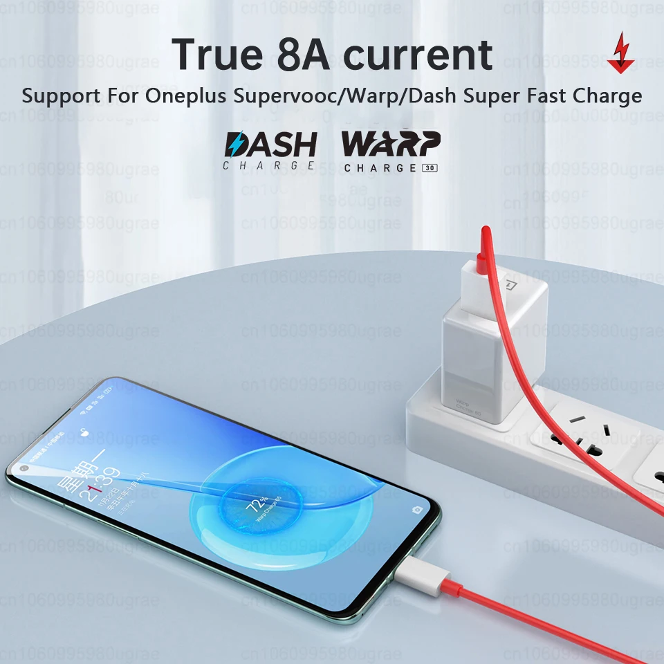 Für Oneplus Ace 3 2 12 11 10R 9RT 9 Pro Nord CE3 2 Original Warp Ladung USB Typ C Dash Supervooc Kabel 100 W 8A Schnelle Ladung Draht – Detail 1