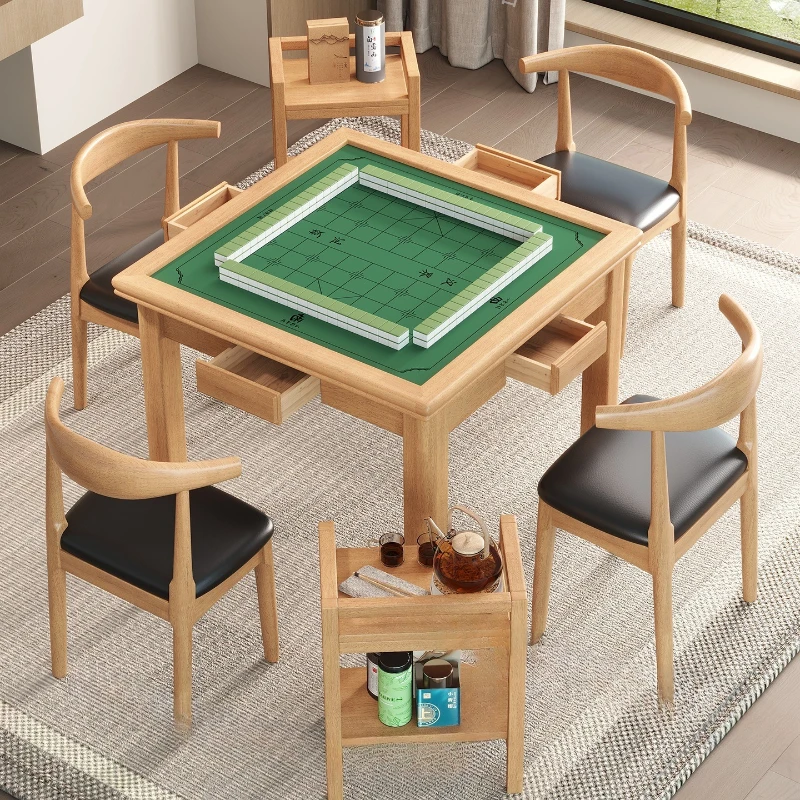 Solid wood chess and card Household hand rubbing mahjong Chess poker Playing cards Square table Egg