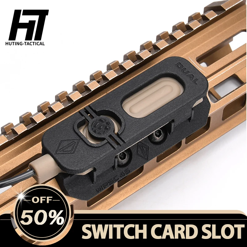 WADSN Tactical NGAL Flashlight Tail Switch Card Slot Guide Rail Pocket Panel PEQ Flashlight Rat Tail Remote Switch Card Slot