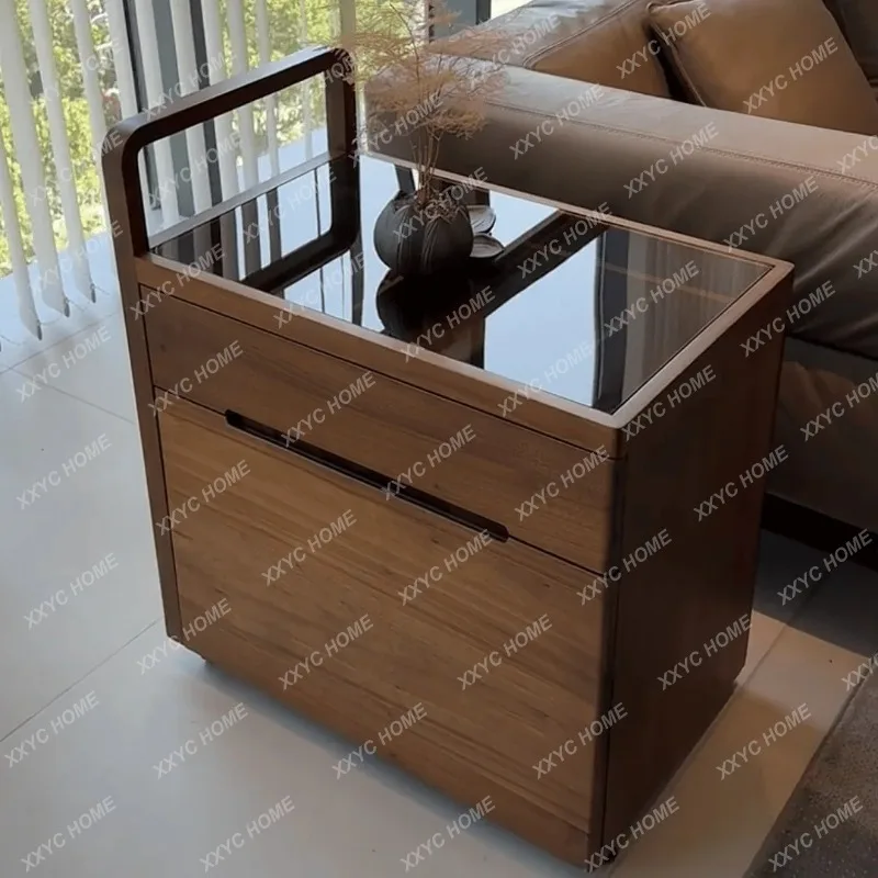 XXlight luxury  black walnut solid wood home removable balcony living room creative coffee table side table
