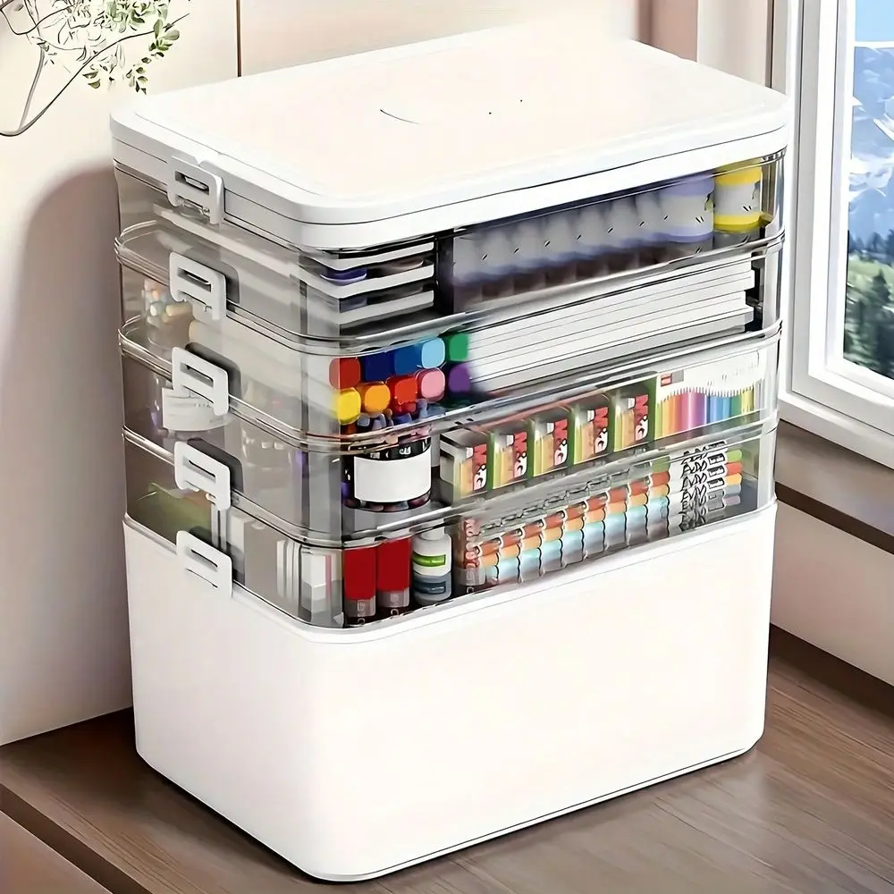 Transparent Multi-Layer Medicine Organizer, Large Capacity Portable Divided Organizer Container, Easy To Clean Clear Storage Case For Pills, Office Stationery, Sewing Crafts & Bathroom Toiletries, Home Travel Use