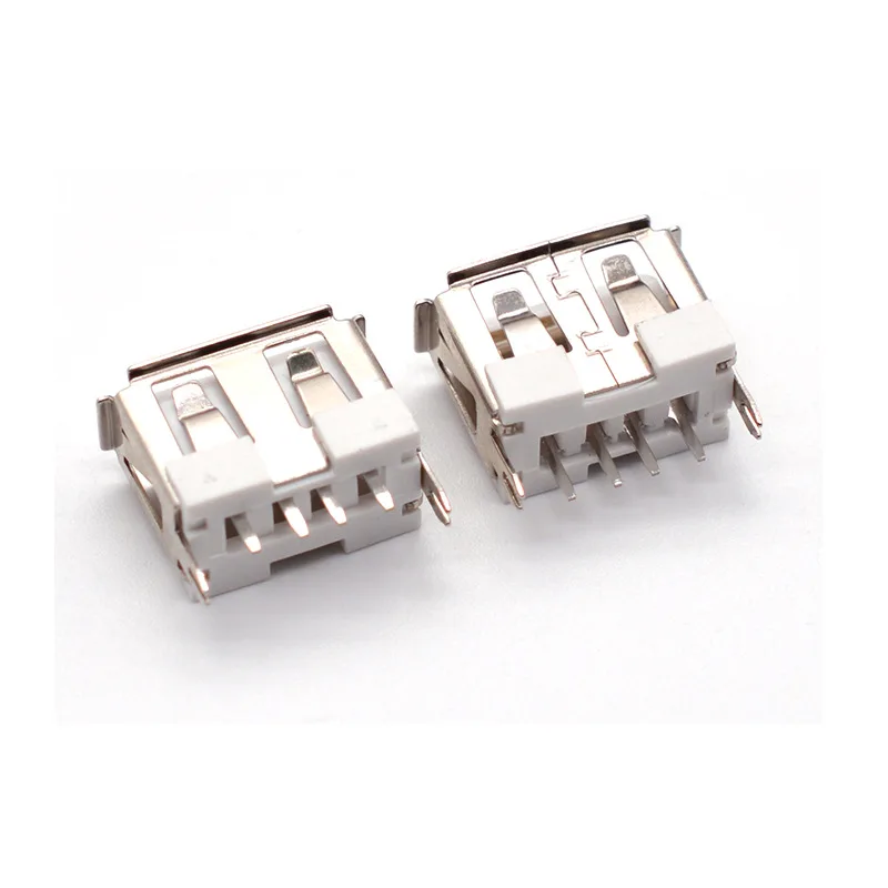 10pcs USB 2.0 Type A Female Jack Port 4Pin DIP Soldering Connector PCB Socket USB-A Type Right Angle