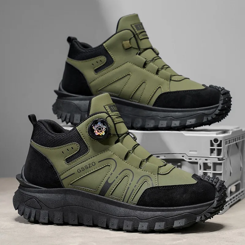 Color-Blocking Retro Thick-Soled Non-Slip Outdoor Hiking Versatile Casual Sports Trekking Men's Boots