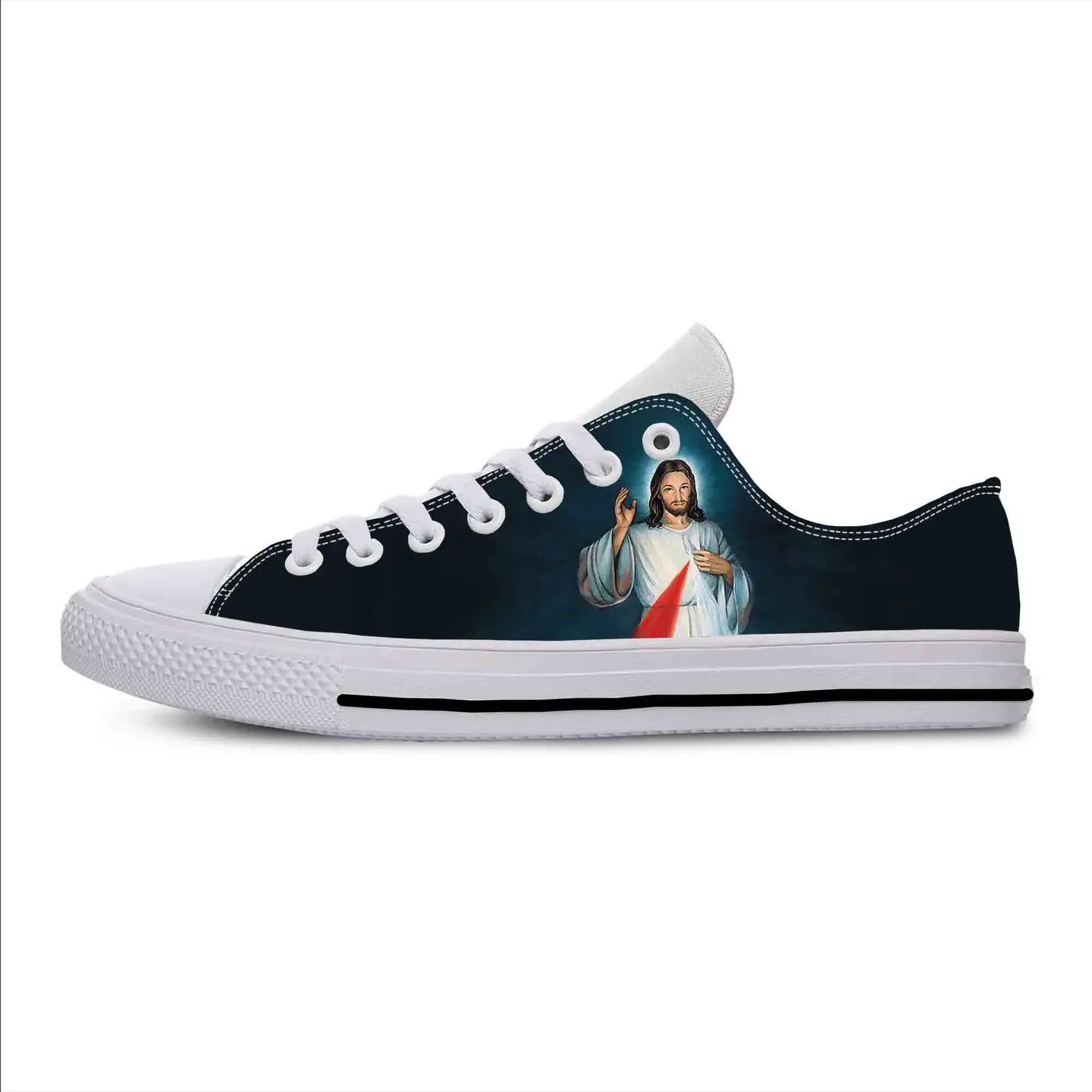 Chaussures en toile décontractées à imprimé 3D, motif Croix Chrétienne Jésus-Christ, Religion, Dieu, Foi, basses, confortables et respirantes, pour hommes et femmes.