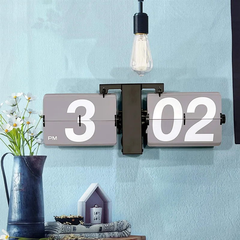 Large Flip Clock Vintage Desk Clocks Retro Flip Down Clocks-Battery Powered Internal Operated Flip Flop Watch Home& Office Décor