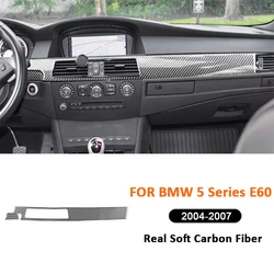 Carbon Fiber Car Inner Center Air Outlet Frame Co-Pilot Storage Box Trim Strip Decoration Sticker For BMW 5 Series E60 2004-2007