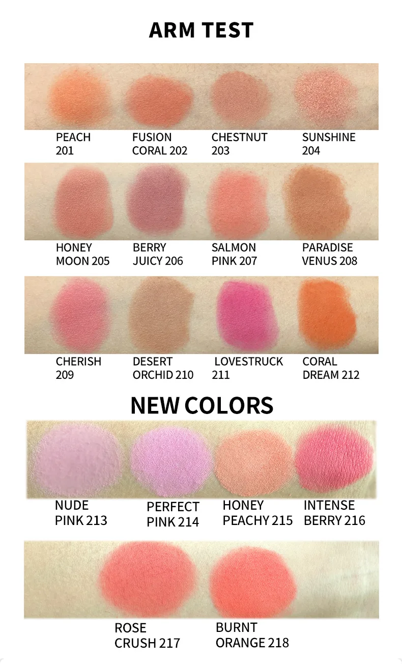 5pcs Free Print Logo Face Blush Palette Natural Pink Cheek Waterproof Silky Orange Powder Blusher Wholesale Beauty Products