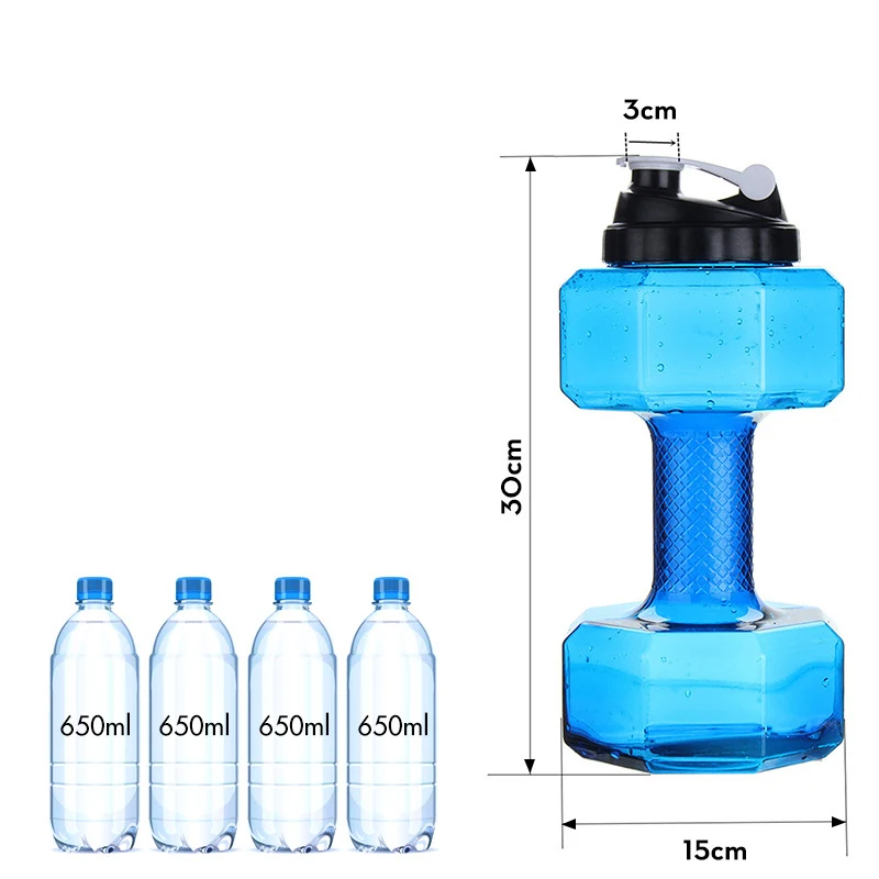 

Настраиваемая оптовая спортивная бутылка для воды из ПЭТ объемом 1,5 л, большая емкость, пластиковая бутылка для воды в форме гантели для спортзала