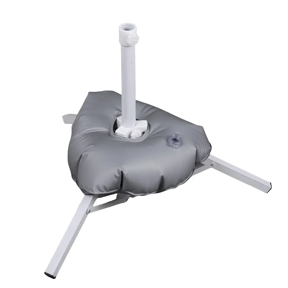 Water Filled Square Umbrella Base with Alloy Tripod Support Suitable for Outdoor Use Providing Stable Shade for Beach or Garden