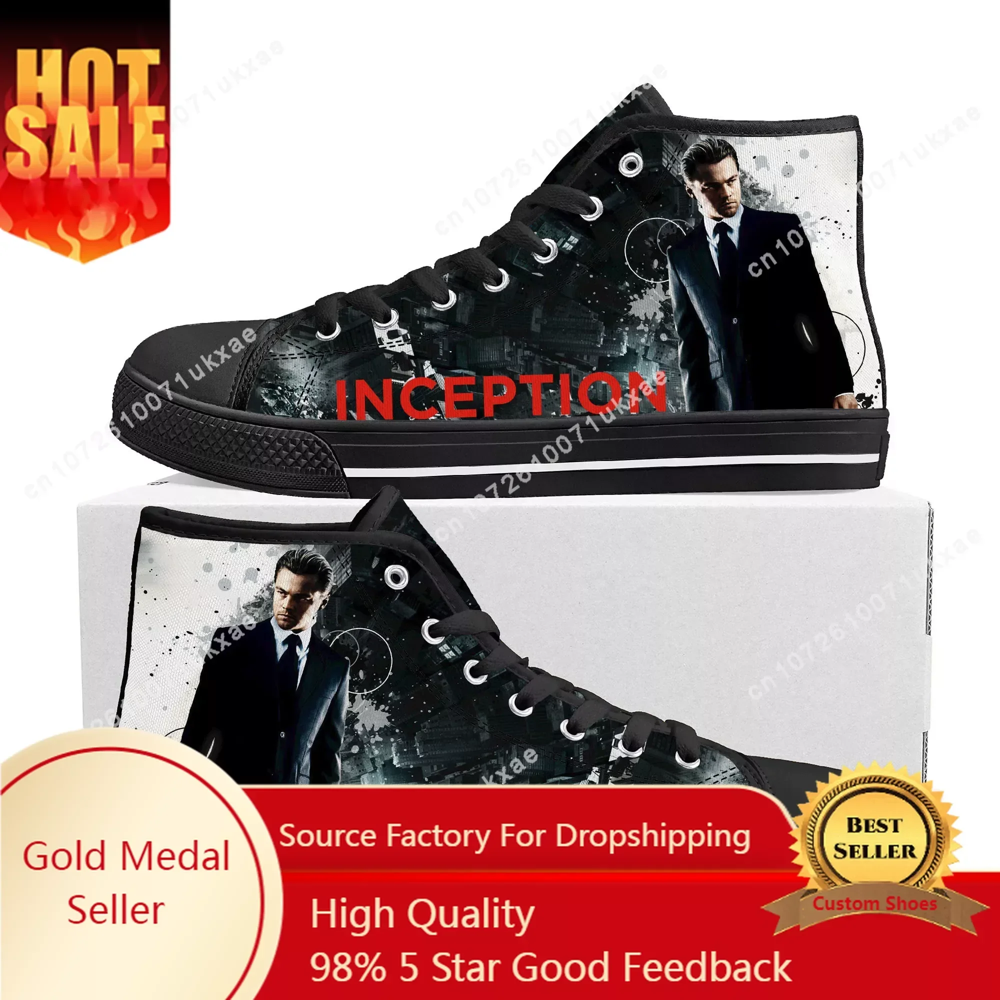 

Inception High Top Sneakers Mens Womens Teenager High Quality Leonardo DiCaprio Canvas Sneaker couple Shoe Casual Custom Shoes