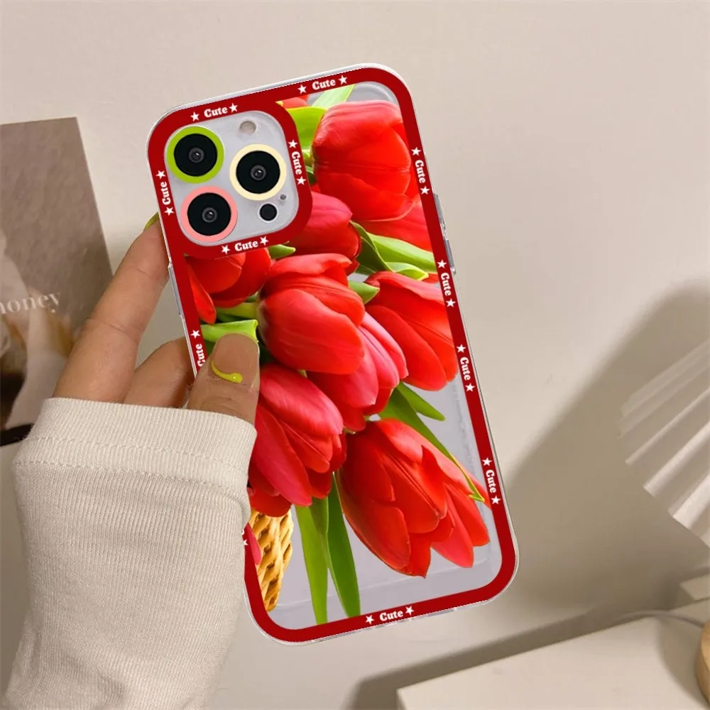 Red poppies tulip rose Phone Case For Samsung A 10 20 30 70 13 21 32 72 22 51 52 53 71 73 32 4g 32 5g Fundas