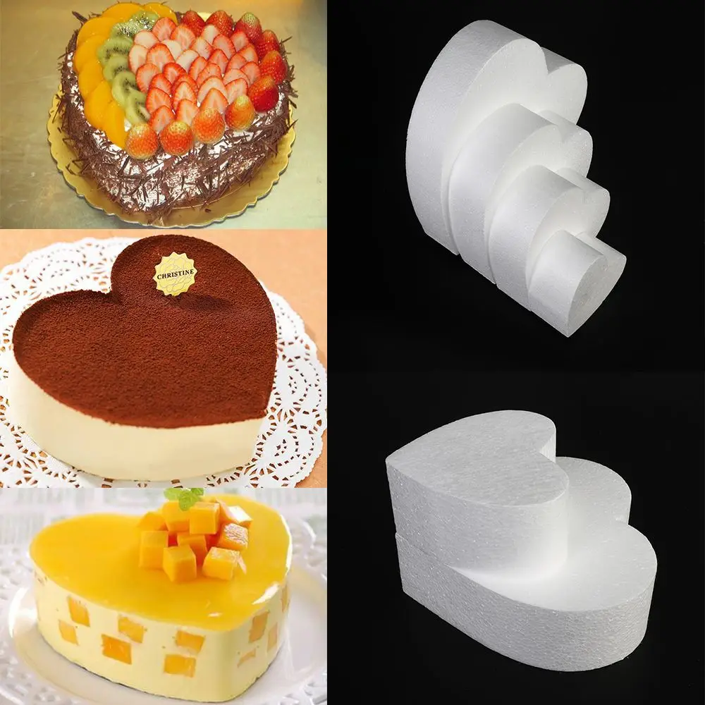 4/6/8/10 inch Heart Shaped Cake Foam Mould Round Polystyrene Styrofoam Kitchen Accessories Sugarcraft Dummy Party Practice Model