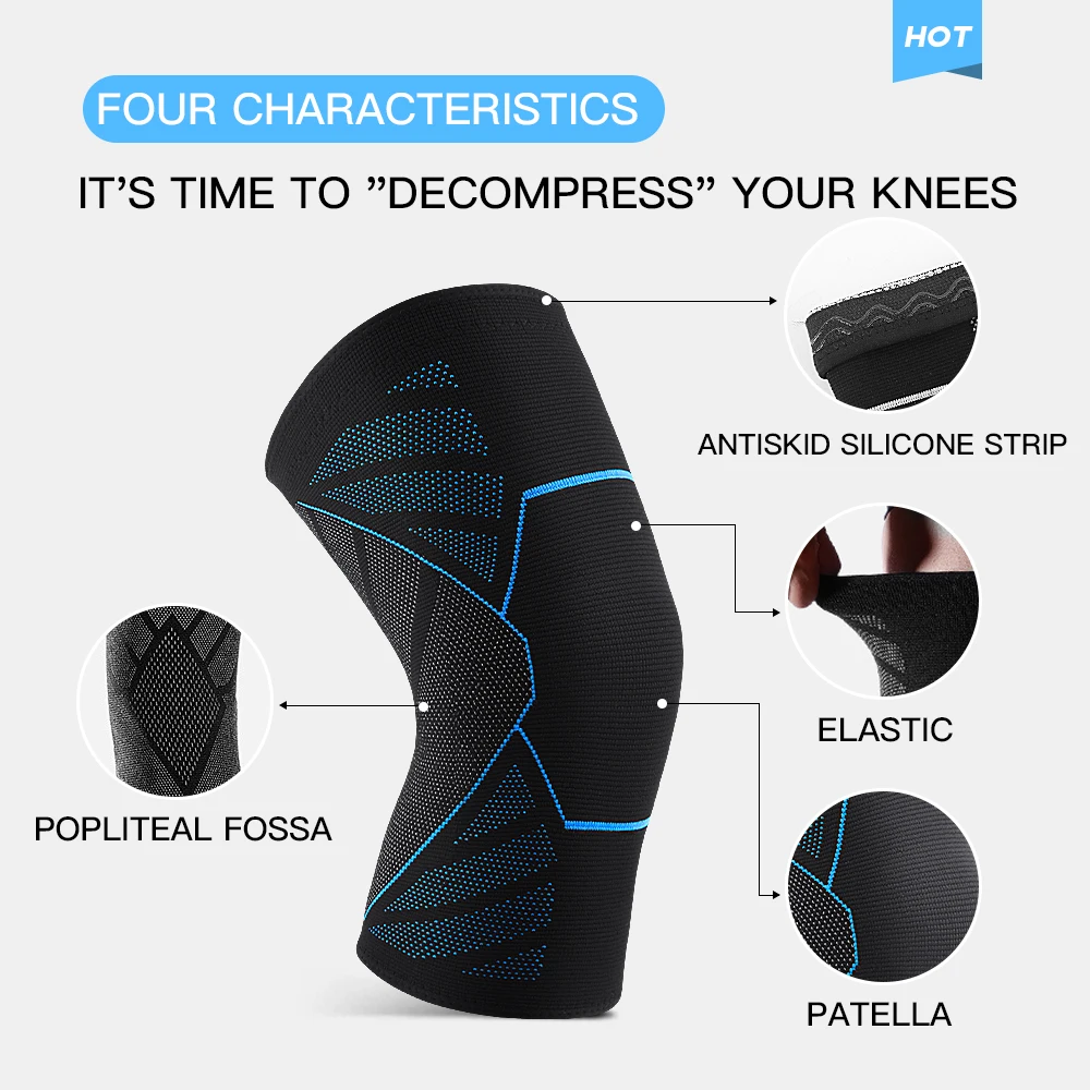 1PCS Fitness Running Cycling Knee Support Braces Elastic Nylon Sport Compression Knee Pad Sleeve For Basketball