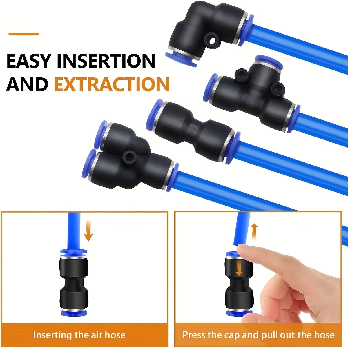32PCS Pneumatic Fittings Kit 4mm 6mm 8mm 10mm Push to Connect Air Hose Connectors Straight Elbow Tee Y Splitter Quick Release T&I Online Store