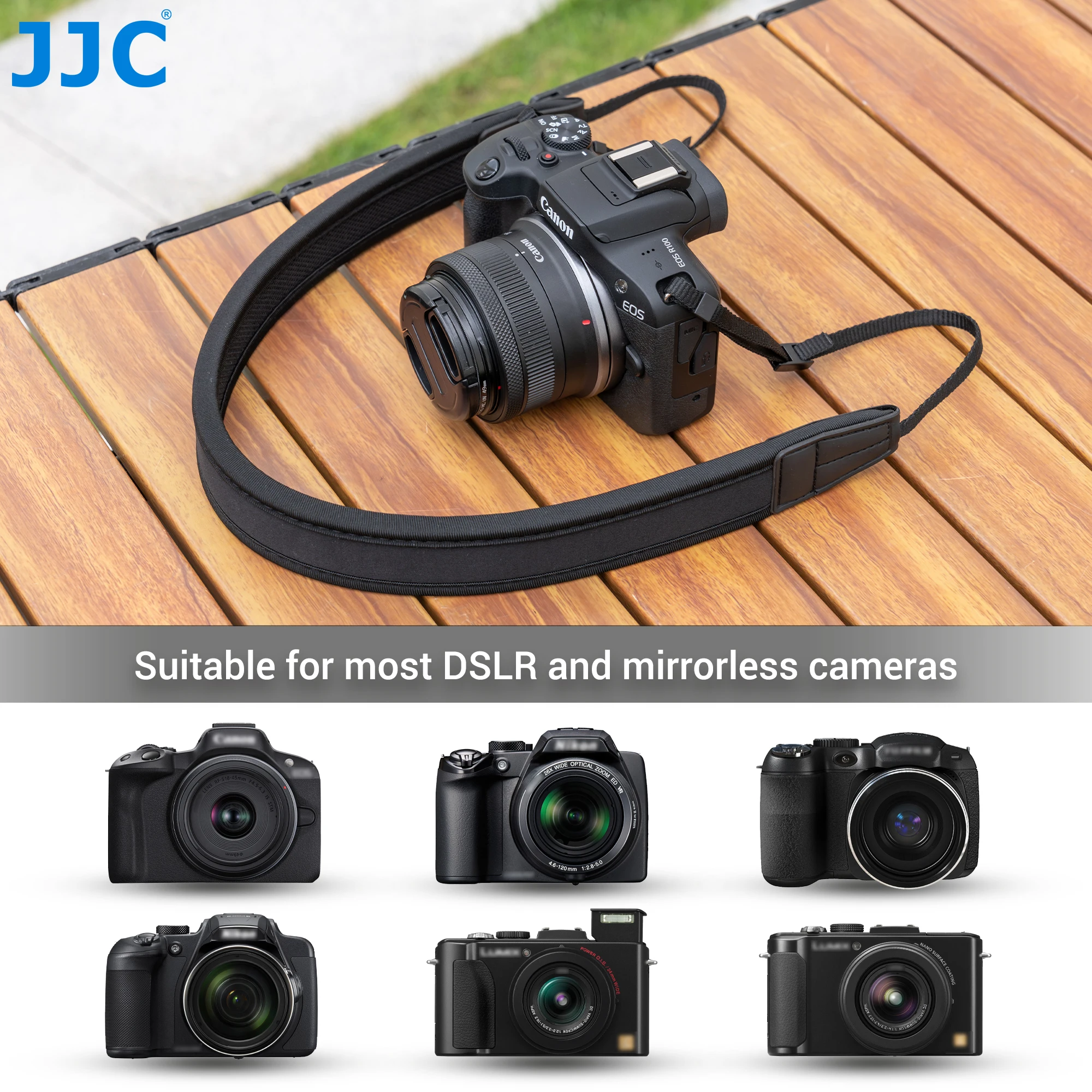 JJC Camera Neck Strap Adjustable Shoulder Sling Strap for Canon EOS R50 V EOS R100 EOS M50 Mark II M50 Ricoh G900 II G900SE II