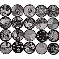 1Pcs Nail Stamping Plates Geometry Lines Nail Art Template Plate Mold for Nail Manicure Stencil Tools Round Nail Stamp Wholesale