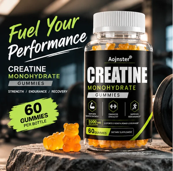 60‑Count Bottle Creatine Monohydrate Gummies,5000mg Per Serving Chewable Sports Dietary Supplement