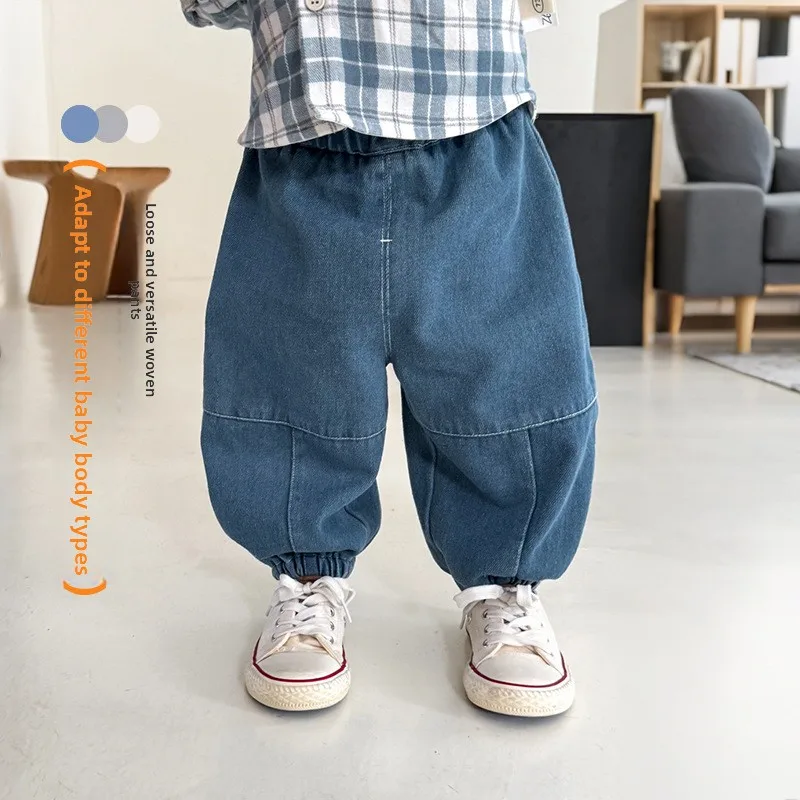 

Children's Patch Toe Pants 2025 New Autumn Style Boys' Stylish Checkered Casual Pants Baby Korean Version Autumn Pants