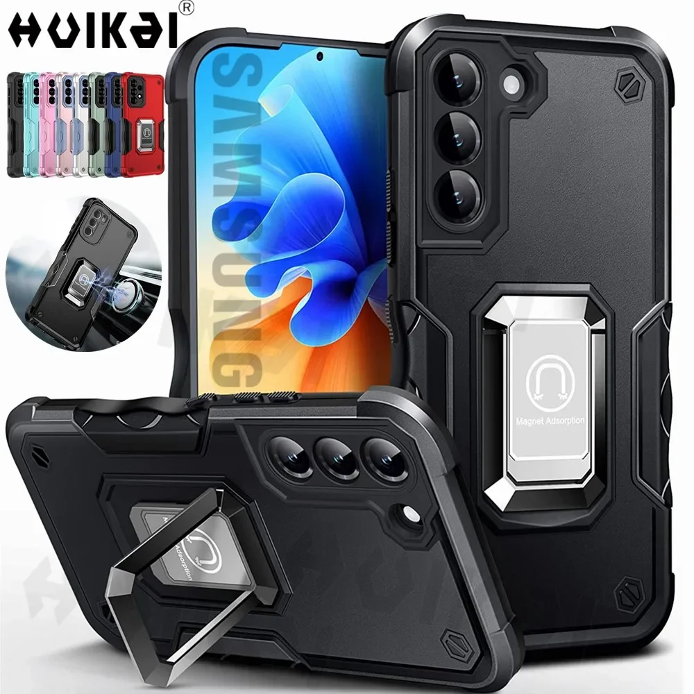 Shockproof Kickstand Case For Samsung S24 S23 Ultra S22 S23 FE A54 A15 A14 A53 A24 Magnetic Anti Scratch Hard Back Heavy Rugged