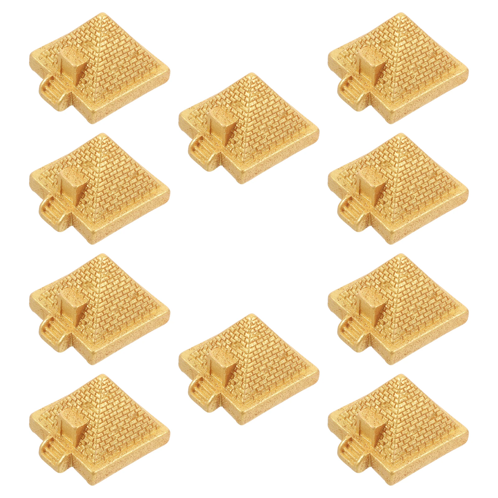 10pcs Micro Landscape Pyramid Miniatures Ancient Egypt Statues Home Decor Golden Figurines Resin Models Mini Garden