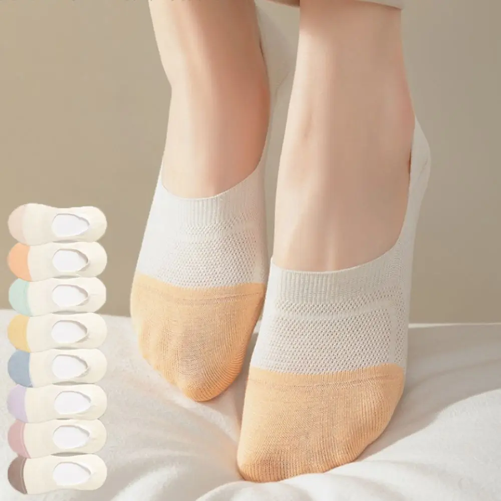 

7Pairs Non-slip Mesh Boat Socks Patchwork Breathable Short Invisible Socks Ankle Hosiery Low Cut Summer Socks Women Sports