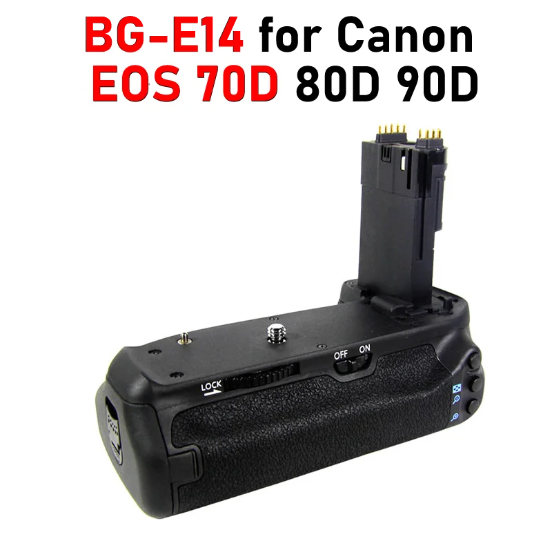 

70D Battery Grip for Canon EOS 70D 80D 90D Replacement for Canon BG-E14 Battery Grip