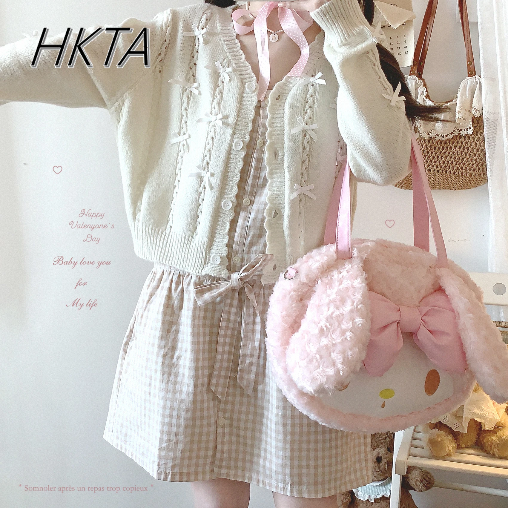 鉱山服日本蝶ハートかぎ針編み中空長袖ニットカーディガンジャケット春秋の新かわいい女の子セーター