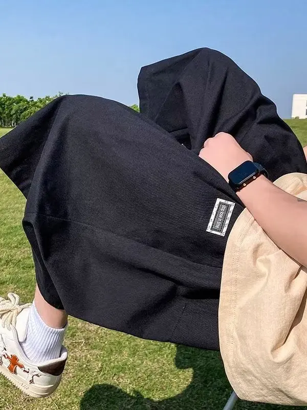 

Loose Ice Silk Seven-Foot Pants Men's Summer Thin Straight Leg Qui Dry Casual Trousers Faionable Loose Fit Straight Tube