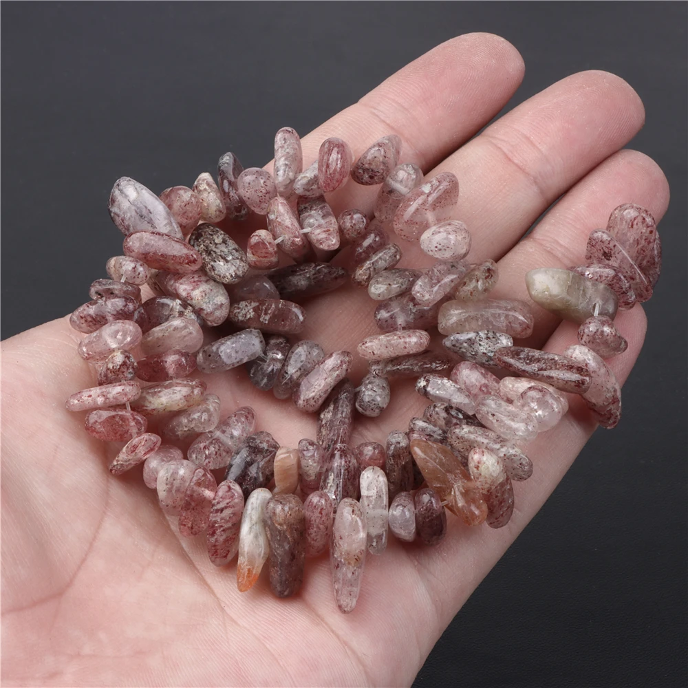 Natural Strawberry Quartzs Gem Stone Beads Round Faceted Round  Loose Spacer Charm Bead For Jewelry Making DIY Bracelet Handmade