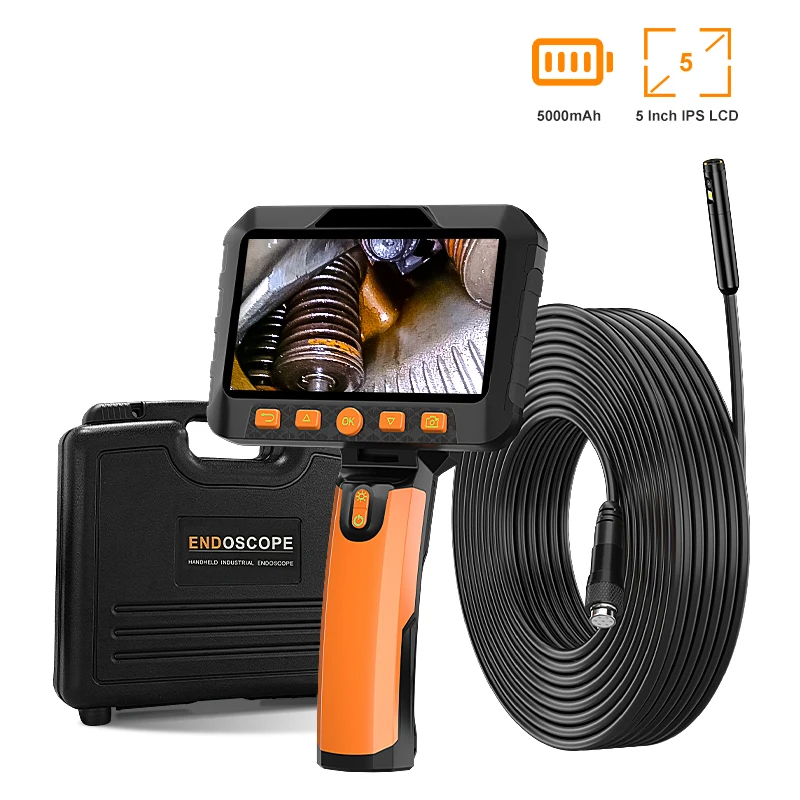 

5 Inch IPS Industrial Borescope HD 1080P Split Design 8mm Triple Lens Autofocus Inspection Camera 1920P Waterproof Endoscope