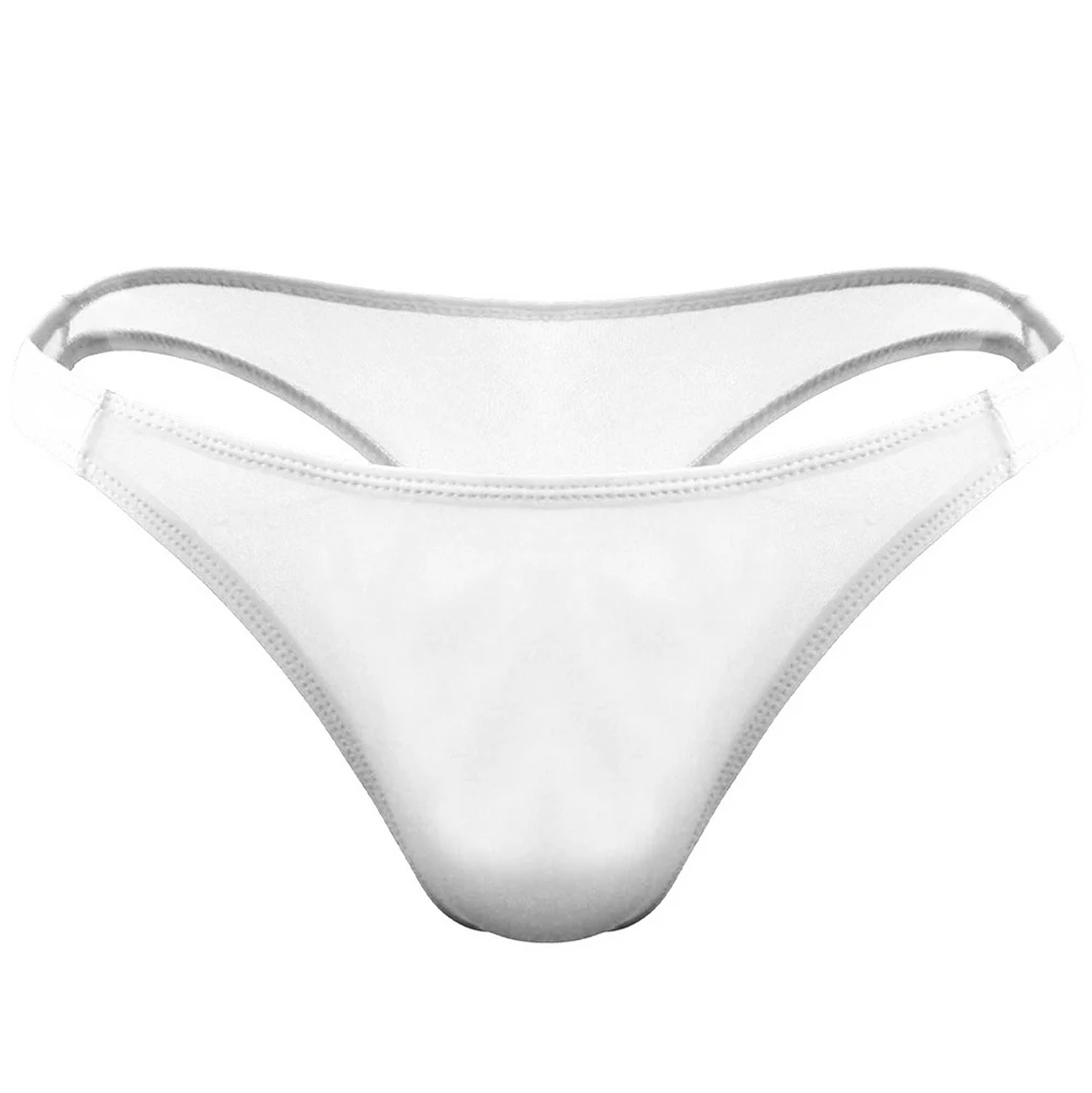 ชุดชั้นในชายเซ็กซี่ผ้าไอซ์ซิลค์ใสกึ่งเอวต่ำกางเกงในมีสายจีสตริง