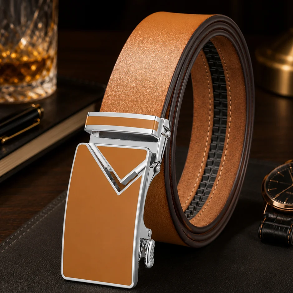 Plyesxale High-end Mens Vintage Retro Cowskin Leather Belts Top Quality Designer Automatic Buckle Belt Men Waistband Male B972