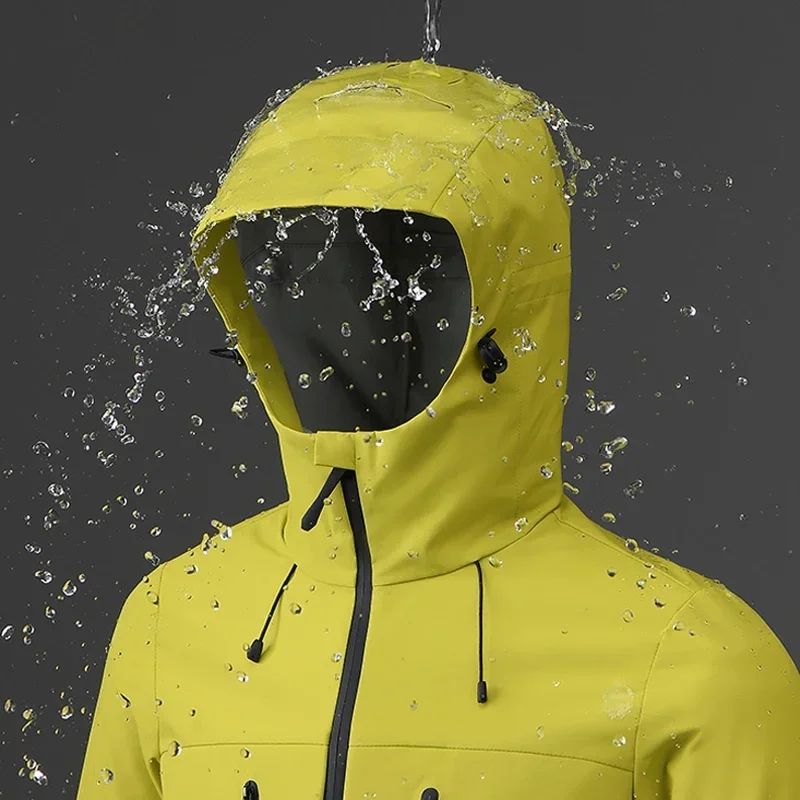 Men Women Waterproof Windbreaker Jacket - Single-Layer Raincoat for Outdoor Hiking Camping - Certified Moderate Rain Protection