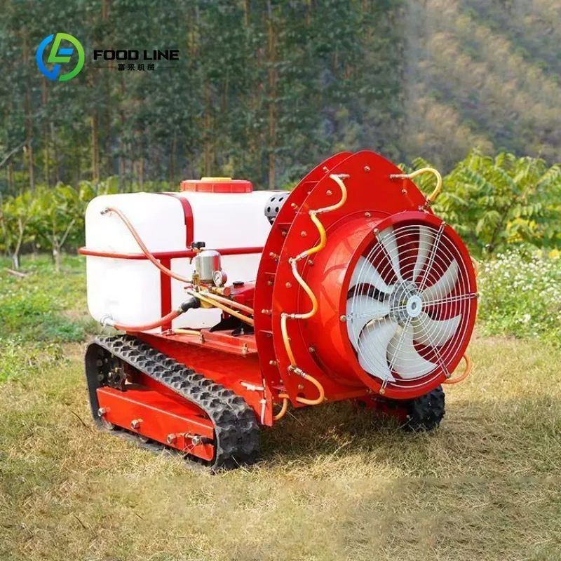 Customized Farmland Orchard Remote Control Crawler Robot Agricultural Motorized Crawler Sprayer Air Mist Blower Farm Sprayer