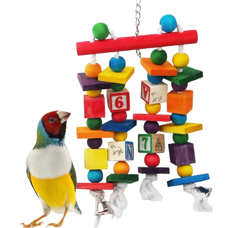 Hängen Haustier Vogel Papagei Blöcke Kauen Biss Käfig Dekor Stehen Schaukel Spielen Spielzeug Digitale Puzzle Haufen Dekorationen Innen Dekoration