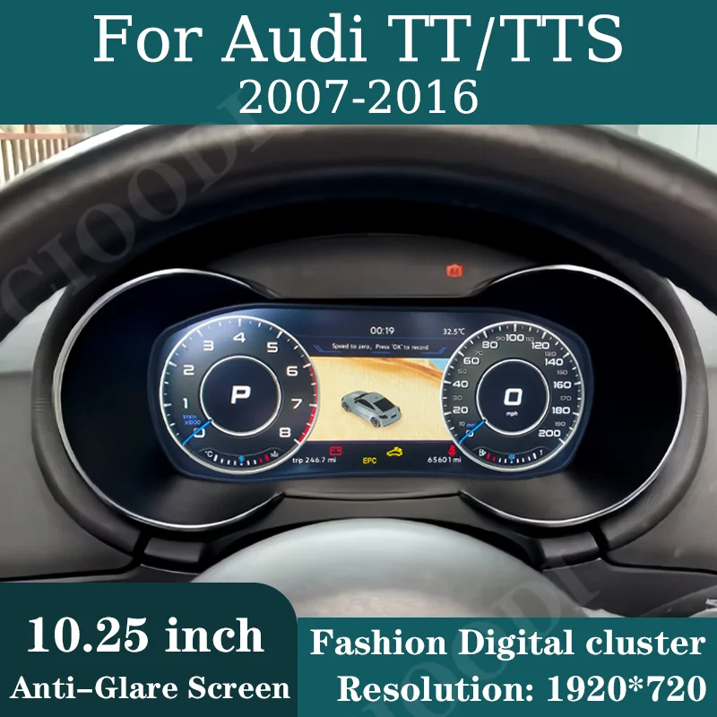 

10,25-дюймовый ЖК-дисплей приборной панели для Audi TT TTS 2007-2016, одометр, спидометр, виртуальная приборная панель, цифровой кластер, CarPlay