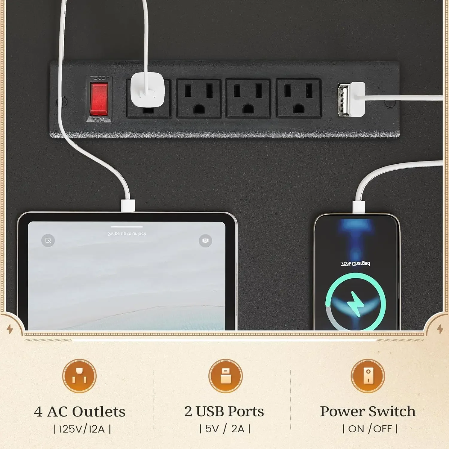 Farmhouse Computer Desk with Hutch and 3 Drawers, 47.2" Executive Office Desk with Storage DrawersWood Desk with Power Outlet fo