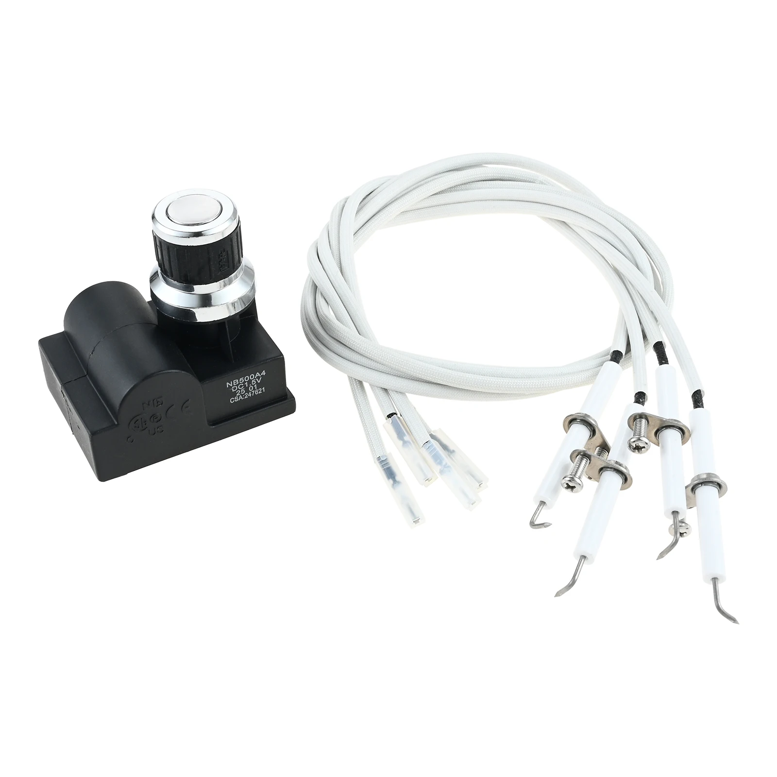 4/6/7 Outlets Grill Ignitor Universal AA Battery Push Button with Grill Igniter Wires for Gas Grill Electronic Ignition Systems