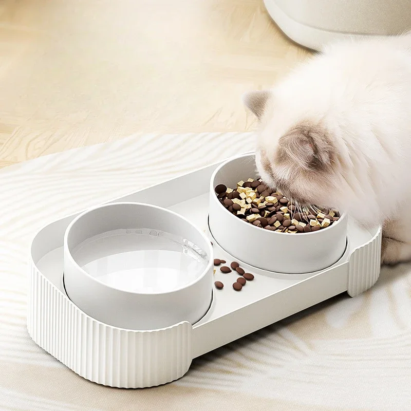 Pet Bowls & Feeders Yolk Anti-tipping Pet Eating Single Bowl Cat Double Bowl Ceramic Customized Designs