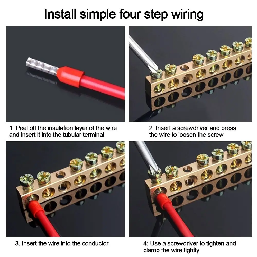 Koperdraadconnector Multi-specificatie met gat Schroef Koperen staafterminal Messing verbindingsrij Stroomverdeelkast