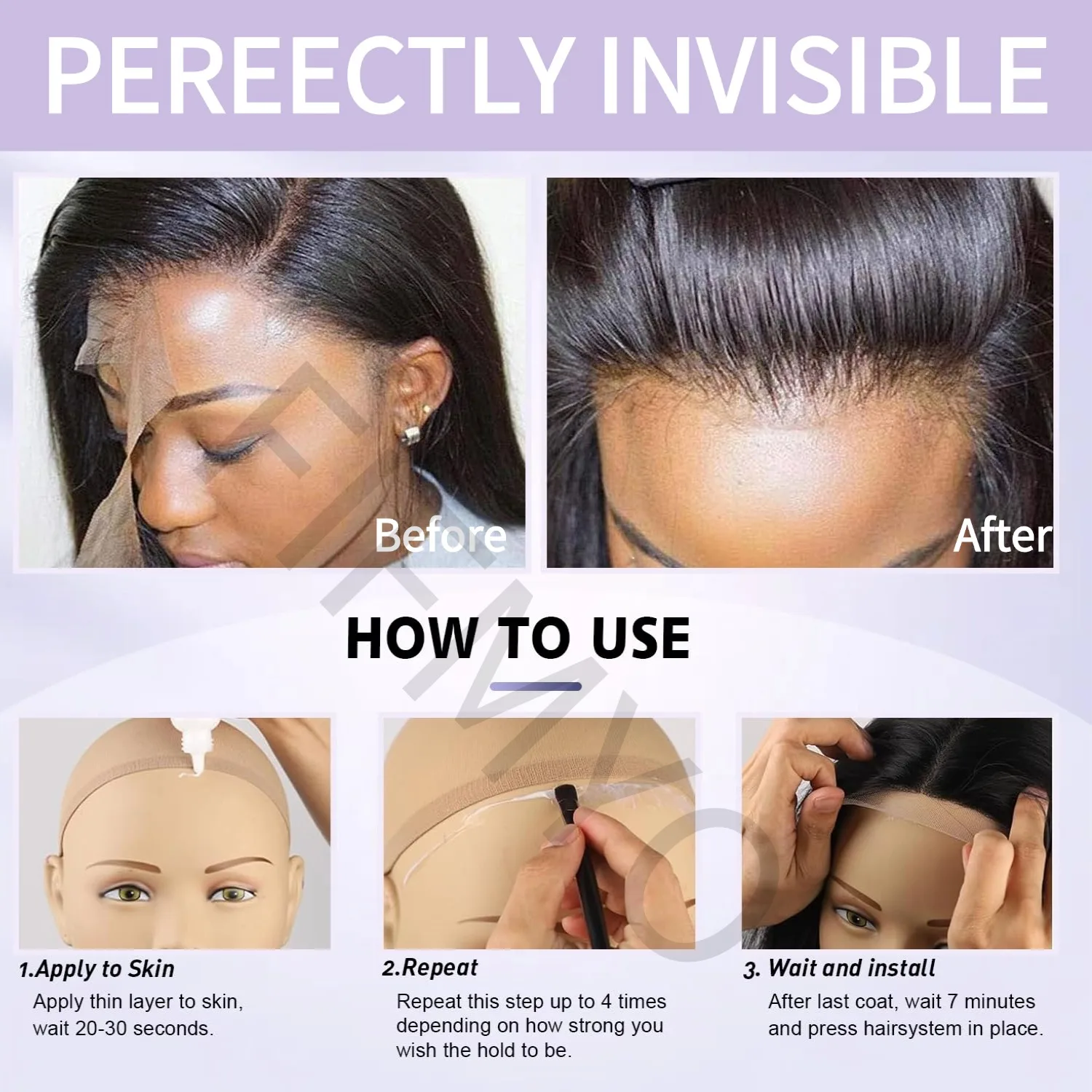 FIFMYO-pegamento de pelucas,removedor de extensiones de cabello, acabado Natural, para peluca de encaje y removedor, Kit de instalación adhesivo de peluca de encaje líquido para pelucas