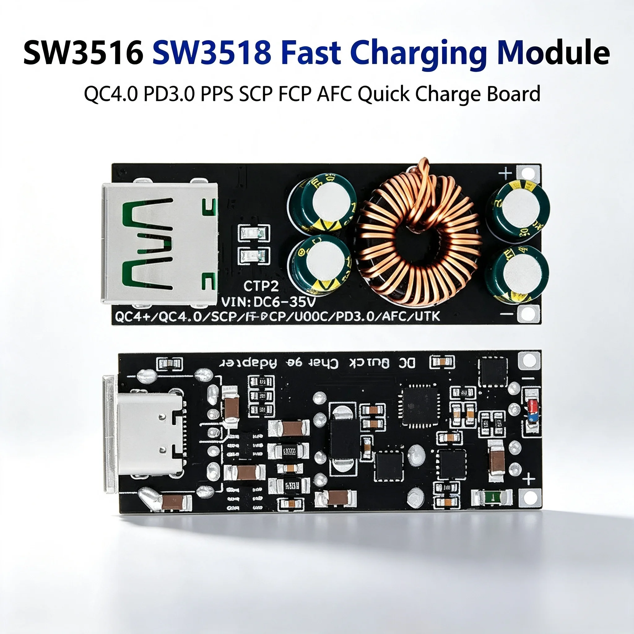 SW3518 SW3516 Multi-protocol Fast Charger Module PD3.0 QC4.0 Type-C USB Quick Charge Board DIY Phone Power Charging Circuit Boar