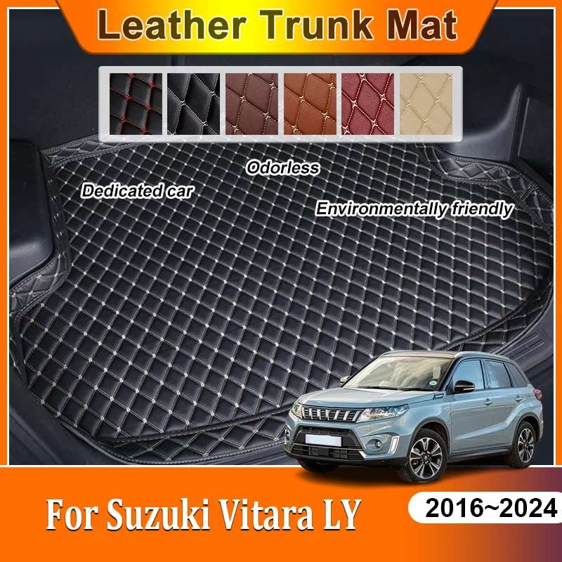 For Suzuki Vitara 2016 2017~2024 Escudo LY MK4 Leather Cargo Boot Mats Anti-Slip Liner Easy Clean Luggage Tray Car Accessories