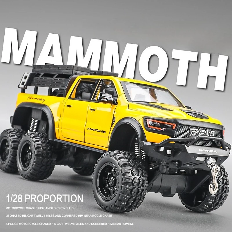 1:24 オフロード車 マモス F150 おもちゃモデル 合金ダイキャスト サウンドライト ドア開閉 プルバック ショックアブソーバー キッズ エデュテイメント