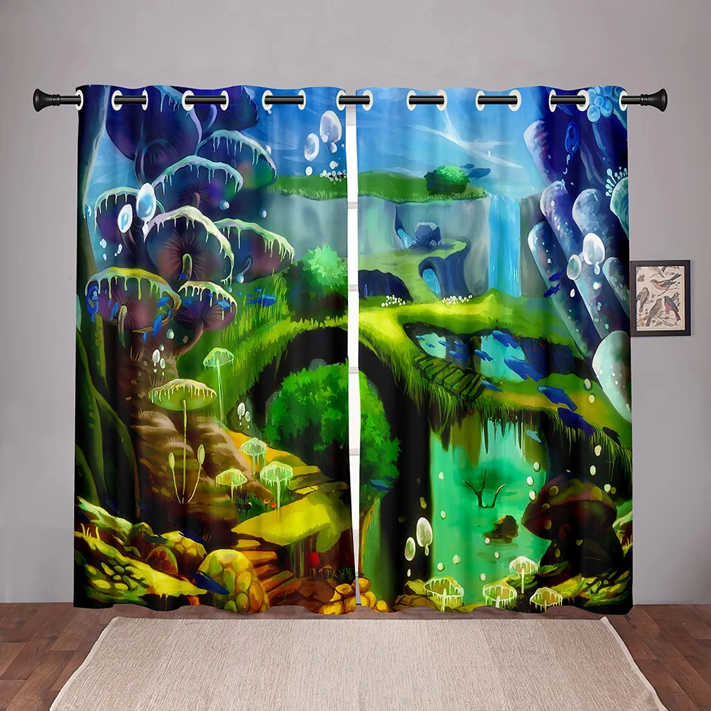 Nature Forest Tree Leaf Blackout Window Curtains for Bedroom Living Room Bathroom Kicthen DoorHall High Shading Various Pattern