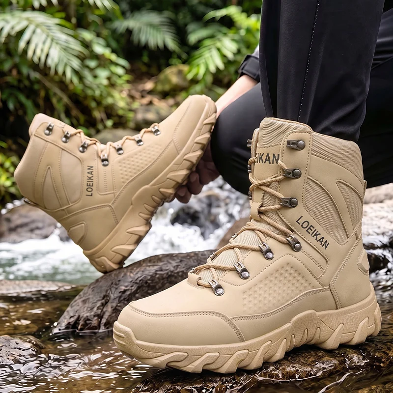 Men High‑cut Tactical Boots PU Mesh Non‑slip Thick Sole Male Outdoor Ankle Boots image 5