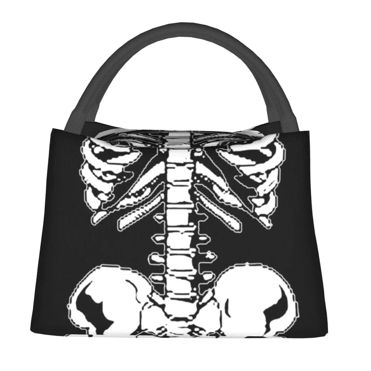 

Halloween Skeleton Lunch Bag Pelvis Print Designer Lunch Box Casual Travel Cooler Bag Portable Waterproof Thermal Tote Handbags