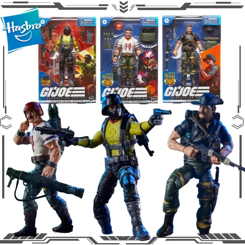 Hasbro Original G.I. Set de 3 Figuras Coleccionables de Joe: Oficial de Patrulla Python, Bazooka, Recondo Target, Modelo Exclusivo