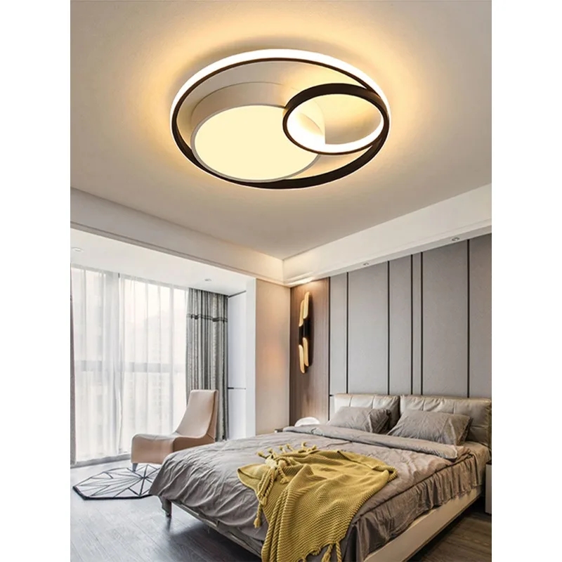 

Minimalist Bedroom Lights, Eye - Protecting Small Living Room Creative and Luxurious Room Study Golden Round LED Ceiling Lamps
